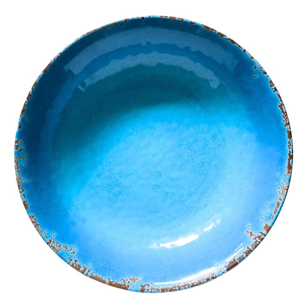 Williams Sonoma Melamine 13” Serving Bowls Turquoise Hammered Blue Set Of 4